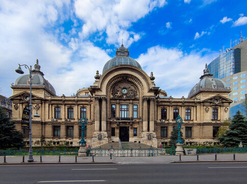 Beautiful shot of The CEC Palace captured on a sunny day in Bucharest, Romania