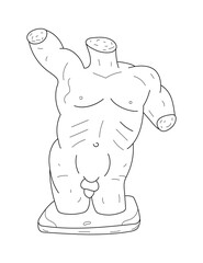 Greek goddess vector in line art style. Greek ancient statue outline illustration. Antique trendy bohemian Greece elements.