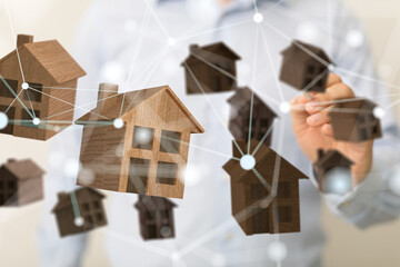 home choice Big data and artificial intelligence concept. Machine learning and cyber mind domination