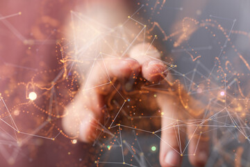 Global network. Blockchain. 3D illustration. Neural networks and artificial intelligence. Abstract