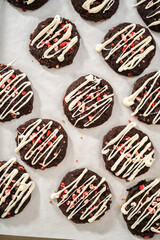 Chocolate cookies with peppermint chips