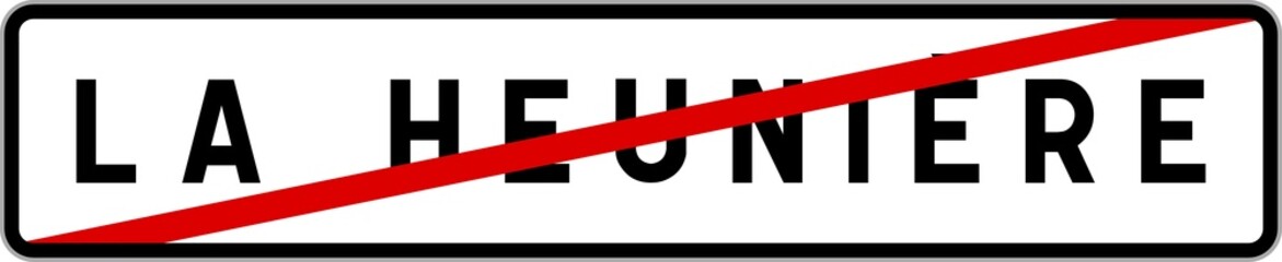 Panneau sortie ville agglomération La Heunière / Town exit sign La Heunière