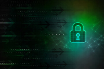2d illustration Safety concept: Closed Padlock on digital background
