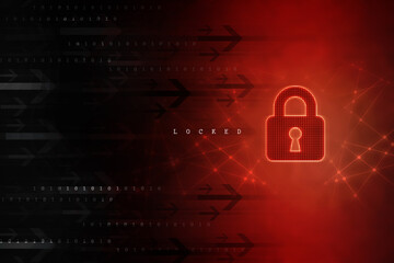 2d illustration Safety concept: Closed Padlock on digital background
