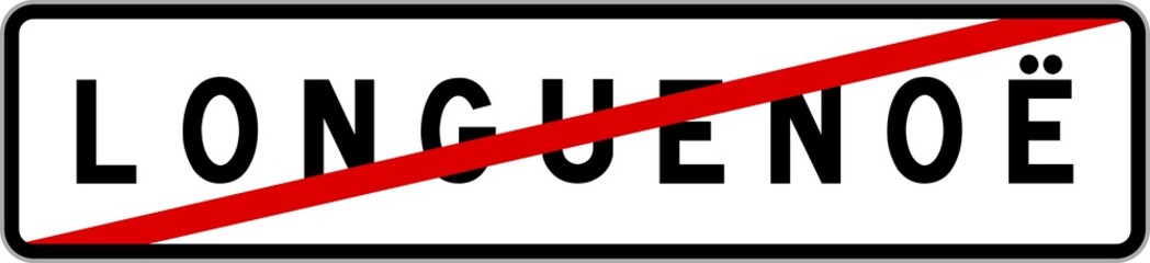 Panneau sortie ville agglomération Longuenoë / Town exit sign Longuenoë