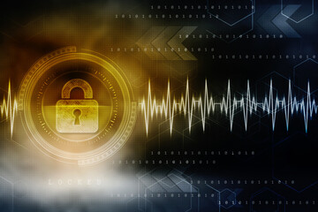 2d illustration Safety concept: Closed Padlock on digital background
