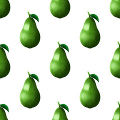 Avocado pattern on a white background