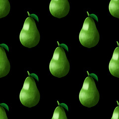 Avocado pattern on a black background