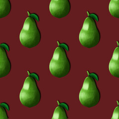 Fototapeta na wymiar Avocado pattern on burgundy background