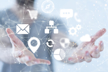  Ui icon medical in hospital with medical technology network concept