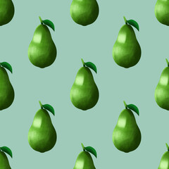 Avocado pattern on a turquoise background