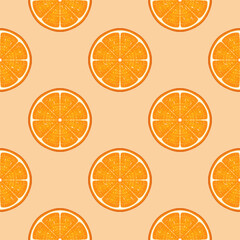 A pattern of sliced oranges on an orange background