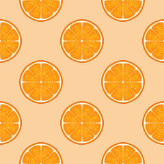 A pattern of sliced oranges on an orange background