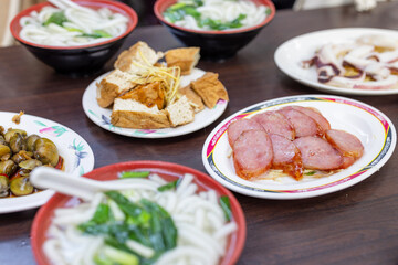 Taiwanese street food dish at outdoor restaurant