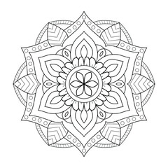 Floral mandala vector illustration for coloring page