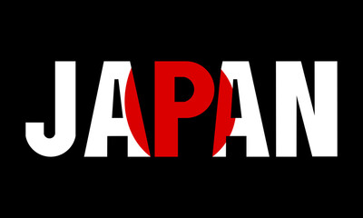 Fototapeta na wymiar name Japan with flag on letters EPS10