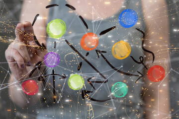 Abstract technology group and data 3d