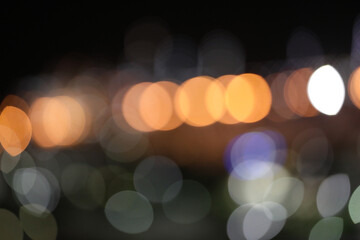 Blurred lights at twilights, city and office building, abstract background