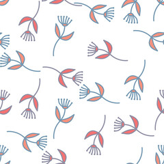 Hand drawn simple cute flower seamless pattern. Abstract floral wallpaper.