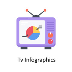 Tv Infographics  vector flat icon for web isolated on white background EPS 10 file