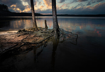 Sunset over a lake