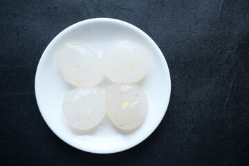 slice of Toddy palm on a plate on table 