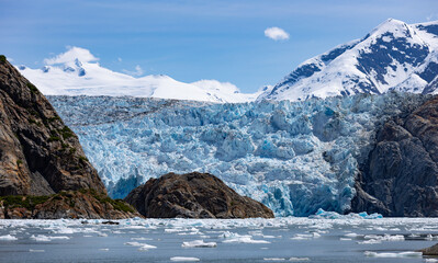 The South Stewart Glacier in the Tracy Arm fjord near Juneau, Alaska.