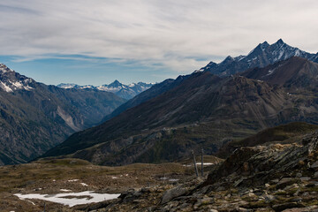 Fototapeta na wymiar The mountains of the Alps near Zermatt, Wallis in Switzerland 
