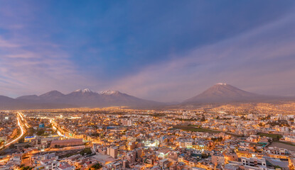 View of arequipa and its three volcanoes