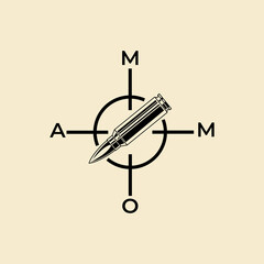 ammunition icon logo vintage vector symbol illustration design - obrazy, fototapety, plakaty