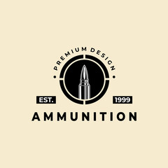 ammunition emblem icon logo vintage vector symbol illustration design - obrazy, fototapety, plakaty