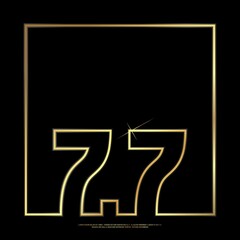 7.7 number with gold single line square frame