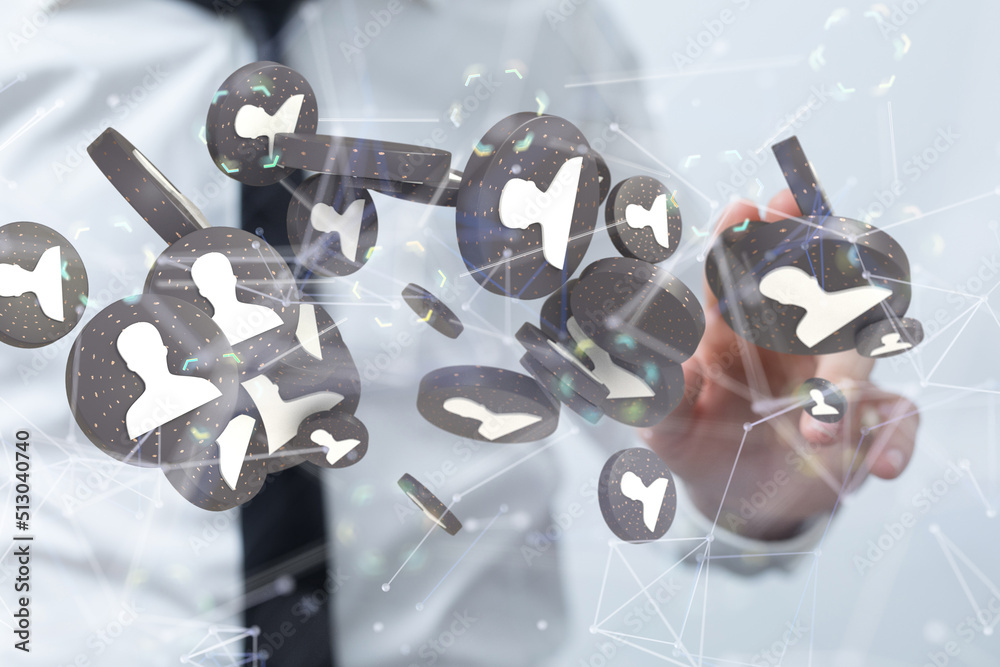 Aufkleber using social network connection 3D rendering
