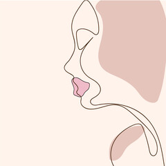 female profile depicted in the style of line art in pastel colors