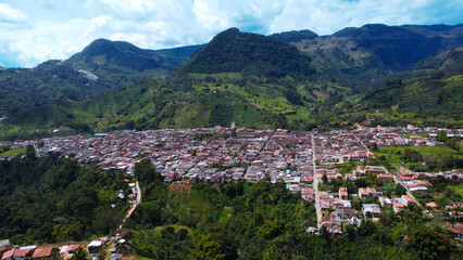 Vista aerea del pueblo de Jardín Antioquia Colombia