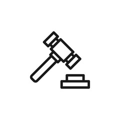Business, money, finance concept. Vector signs drawn with black line. Suitable for adverts, web sites, apps, articles. Line icon of gavel