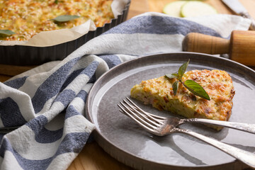 zucchini pie with ham and cheese