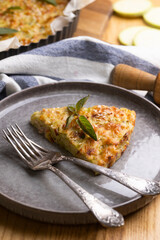 zucchini pie with ham and cheese