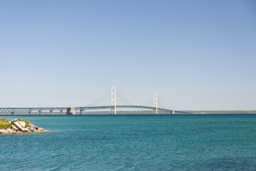 Mackinac Bridge viewed from Mackinaw City, Michigan, USA