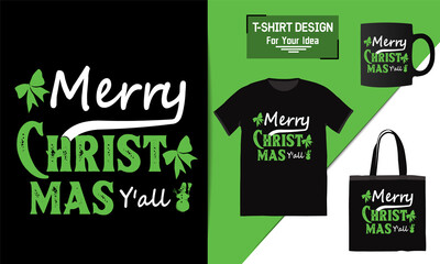 Merry christmas you all t shirt design, mug typography vector Xmas greetings  Vintage Vector graphic