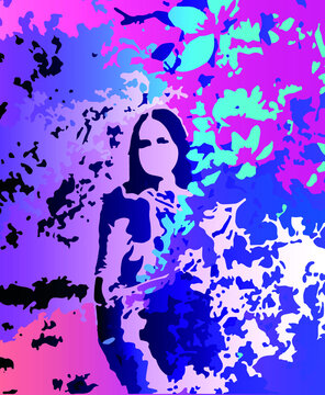 Abstract multicolor vector illustration of girl, can use as a wallpaper, background, banner