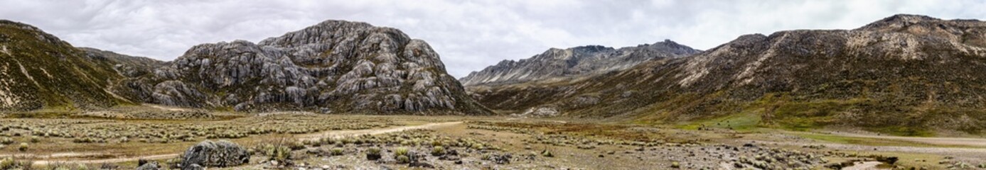 Aerial panoramic view of El Domo located at Mifafi Valley in Merida State, Venezuela. Mifafí  valley is located  in the páramo of  Sierra de La Culata and it is at 4125 meters above sea level.