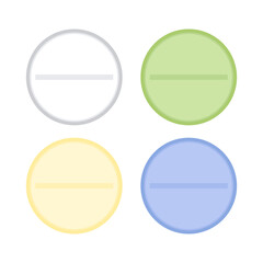 Round medicine pills of various kinds, isolated vector on white background. medicine pills icon.