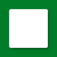 Vector blank paper mockup. White paper isolated on green background. Vector illustration.