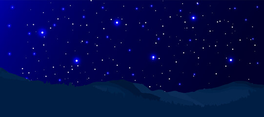 Fototapeta na wymiar Night sky background with stars and mountains