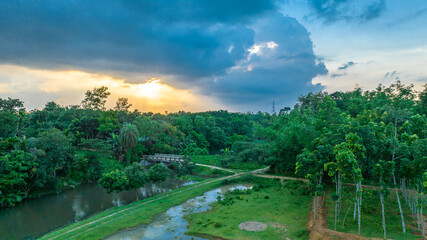 sunset over the river