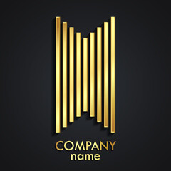 3d simple linear modern golden metal logo