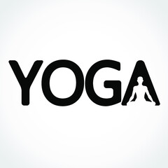 silhouette yoga text with yoga pose letter