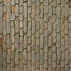 Yellow vintage stone brick wall texture basis background