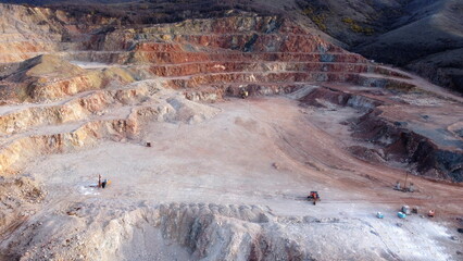 Top down view of a crushed stone quarry